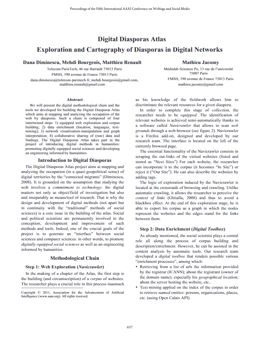 Digital Diasporas Atlas Exploration and Cartography of Diasporas in Digital Networks project screenshot