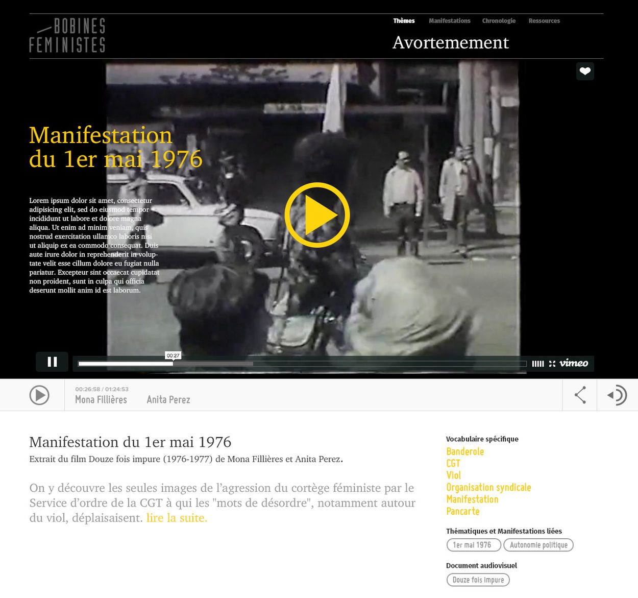 Bobines féministes, webdocumentaire et plate-forme de ressources numériques project screenshot